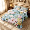 thumbnail image 3 of Erosebridal Chic Floral Quilt King, Retro Blossom King Coverlet Set, Gray Reversible, Sky Blue, 3-Piece (1 Bedspread and 2 Pillowcases), 3 of 7
