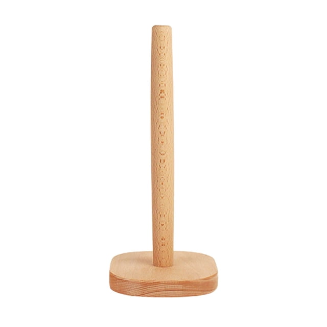 Toallero de papel de cocina | Portarrollos vertical de madera de haya estilo japonés | Estante de encimera compacto y antideslizante para toallas de cocina, film transparente y rollos de baño