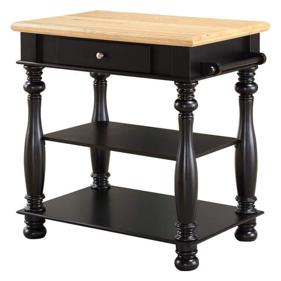 Birch Kitchen Island - Black Wood Kitchen Cart
