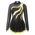 thumbnail image 3 of Zaldita Girls Kids Long Sleeve Mesh Splice Figure Skating Dress for Ballet Dance Gymnastics Leotard Competition Dancewear Yellow 10, 3 of 7