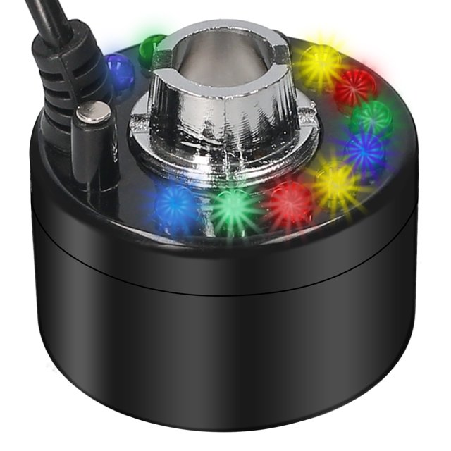 Generic Nebulizador ultrasónico con 12 LED para estanques, acuarios y jardines, color negro, apagado automático y diseño resistente al agua.