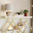 thumbnail image 1 of Kojooin 3-Tier Entryway Console Table, Industrial Sofa Table with Open Storage Shelves and X-Frame for Hallway or Foyer, 1 of 8