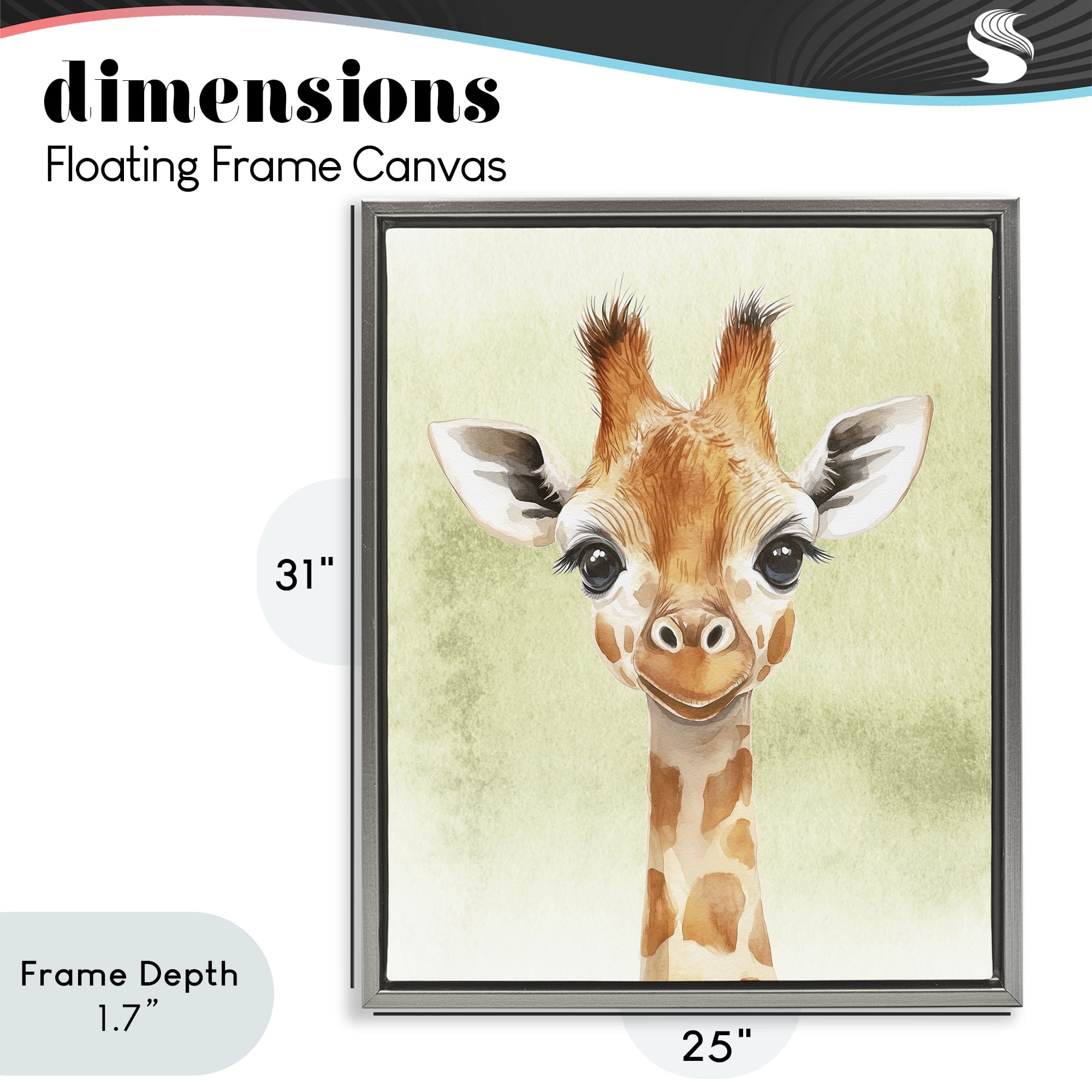 Stupell Industries Jungle Friends Baby Giraffe Gray Framed Floater Canvas Wall Art, design by Christine Simpson Art