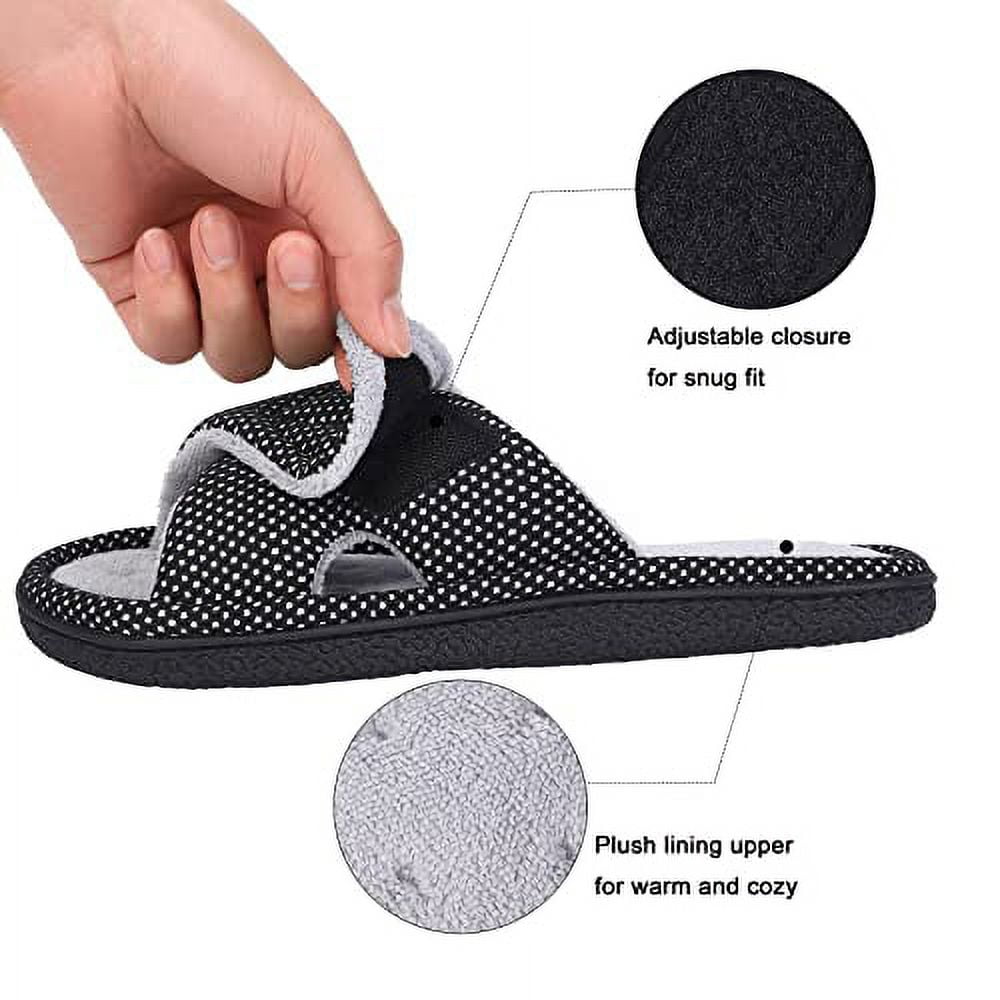 Pretty You Faux Fur Bow Slippers With Rhinestones - Open Toe House Slides For Women