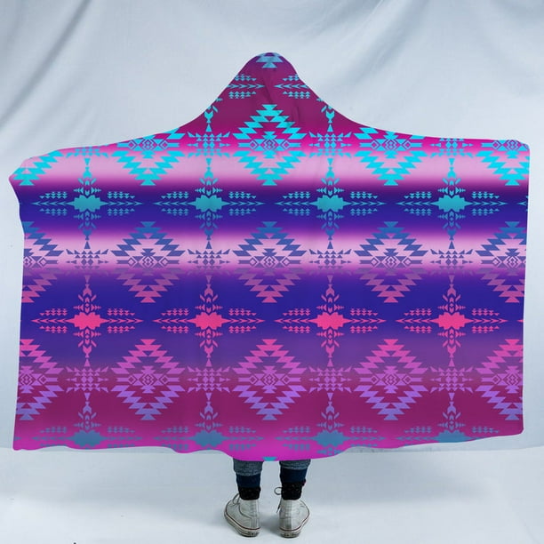 Manta con Capucha Diseño Nativo Americano Lt10