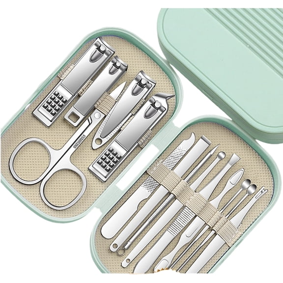 Stainless Steel Set with Travel Case - Manicure Tools for Home, Family & On-the-Go Grooming