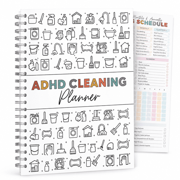 ADHD Cleaning Planner for Adults, Undated Daily, Weekly and Monthly Cleaning Schedule with Household Chore Checklists and Routine Tracker