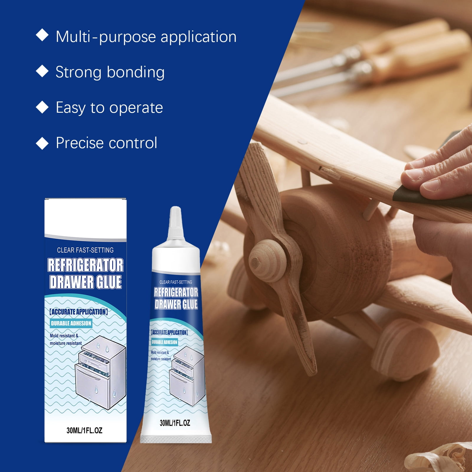 Alvantor Refrigerator Drawer Glue, Strong Bond Adhesive for Plastic Repairs, Cure Time Included