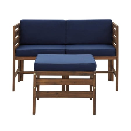 Condition photo showing New/Like New for walker edison sanibel 3 piece acacia patio sectional set w/ 23 1/2 inch square ottoman