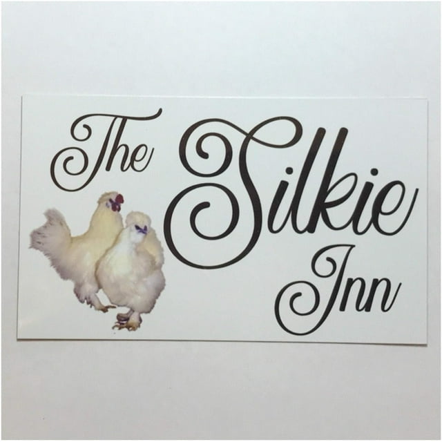 Funny Tin Sign Silkie Inn Chicken Sign White Rooster Coop Farm Country Hen House Bar Cafe Living Room Kitchen Home Decoration 12x16 Inches