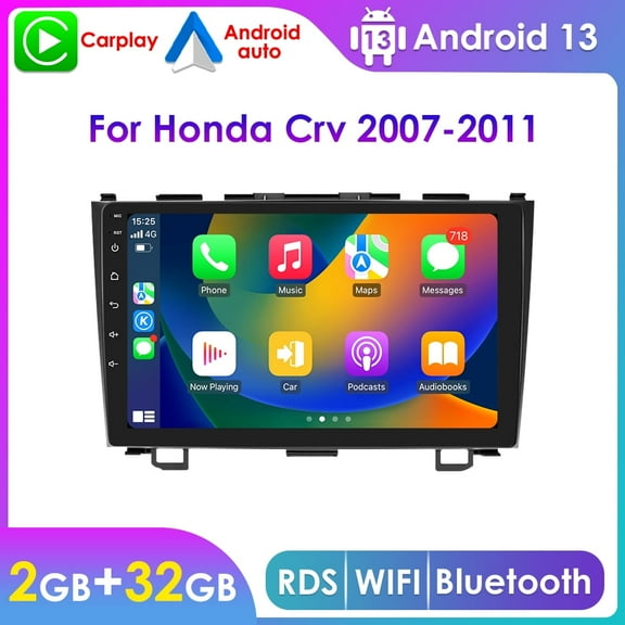 For Honda CRV 2007 2008 2009 2010 2011 Bluetooth Android 13 Wireless Apple Carplay 2 32GB Car Stereo Radio Head Unit GPS Navigation Player