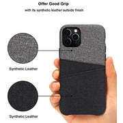 TENDLIN Compatible with iPhone 11 Pro Max Case Wallet Design Good Grip Leather Case with 2 Card Holder Slots (Black &