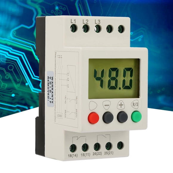 JVR 1000 3 Phase Protector Relay for Voltage , with LCD Display, Real, Time Motor Monitoring, Adjustable Over or Under Voltage, Adjustable Unbalance Rate and Time for