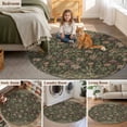 thumbnail image 6 of Sage Green Floral Round Area Rugs Collection 5', Ethnic Tribe Abstract Art Flowers Non Slip Indoor Circular Throw Runner Rug Floor Mat Carpet for Living Room Dining Table Bedroom Nursery, 6 of 9
