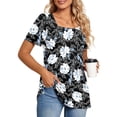 thumbnail image 2 of Camisetas informales de verano para mujer, cuello cuadrado, manga corta, túnica, blusas sueltas y cómodas OAVQHLG3B Store  lin121212, 2 of 4