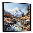 thumbnail image 2 of Designart "Winter'S Charming Mountain Creek" Landscape Mountains Floater Framed Canvas Wall Art, 2 of 5