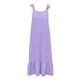 thumbnail image 7 of Efsteb Spring Dresses for Women Vacation Solid Color Fashion Ruffle Ruched Long Dress with Back Tie Crew Neck Beach Loose Sleeveless Casual Dresses (Purple,S), 7 of 7