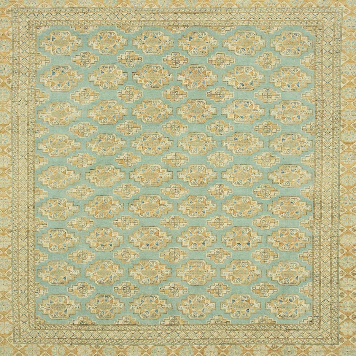 Ahgly Company Machine Washable Indoor Square Abstract Metallic Gold Area Rugs, 5' Square