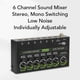 thumbnail image 3 of Mezclador De 6 Canales: Mezclador De Audio Estéreo Mini 6, Bajo Ruido Para Submezcla De Precisión, Mezclador De Línea Estéreo Ideal Para Micrófonos, Guitarras, Bajos,, 3 of 7