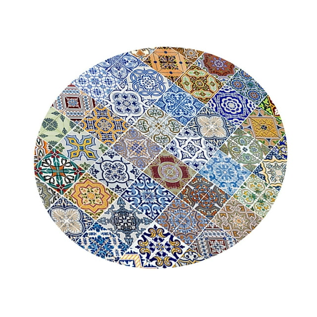 simhoa Round 55'' Tablecloth Table Linens Coffee Cup Mat Coaster Outdoor #8 8.Bohemian 8.Bohemian grid