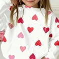 thumbnail image 4 of vdgthytj Toddler Girls Valentine's Day Sweatshirt Kids Crewneck Long Sleeve Heart Printed Pullover Tops 1-13 Years, 4 of 6