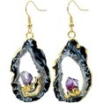 thumbnail image 1 of Pendientes colgantes de cristal Drusy JAMW de geoda de cuarzo para mujer, 1 of 3