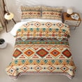 thumbnail image 2 of Castle Fairy Vintage Hippie Strip Twin Quilt Set 2 Pieces,Boho Tribal Geometric Twin Coverlet Set,Terracotta Teal Cream,1 Bedspread and 1 Pillowcase, 2 of 7