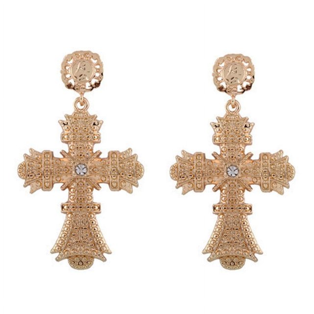 Pendientes de cruz grande, pendientes colgantes de color barroco para mujeres, adolescentes, niñas, regalos de fiesta de bar, material respetuoso con el medio ambiente