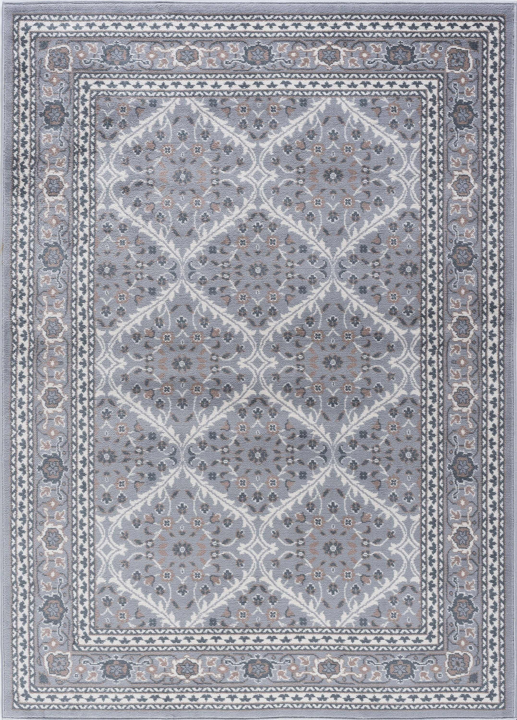 Madison Traditional 9' x 12' Gray and Cream Polypropylene Indoor Area Rug