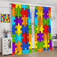 thumbnail image 4 of Puzzle Kitchen Curtains, Colorful Puzzle Pieces Fractal Children Hobby Activity Leisure Toys Cartoon Image, Window Drapes Set 2 Panels,63x72 Inches, 4 of 8