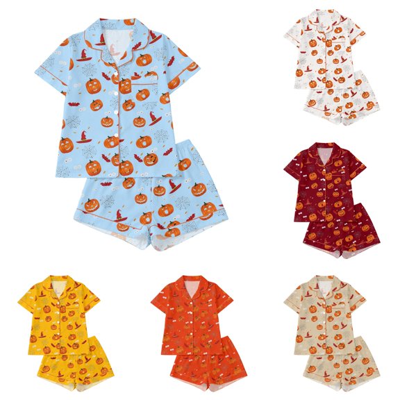 XIAOCHA Halloween Witch Hat Pumpkin Bat Spider Web Sleep Set For Women Flexible Waistband Loose Night Pajamas