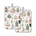 thumbnail image 7 of Yayeee Pot Holders Kitchen Heat Resistant with Pocket 7"x9.8" Cotton Oven Cooking Hot Pads, Brown Christmas House, 7 of 7