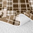 thumbnail image 5 of Manfei Vintage Elk Twin Quilt Set, Cottage Plaid Twin Coverlet Set, Brown White, Black Reversible, 2-Piece, 1 Bedspread and 1 Pillowcase, 5 of 7