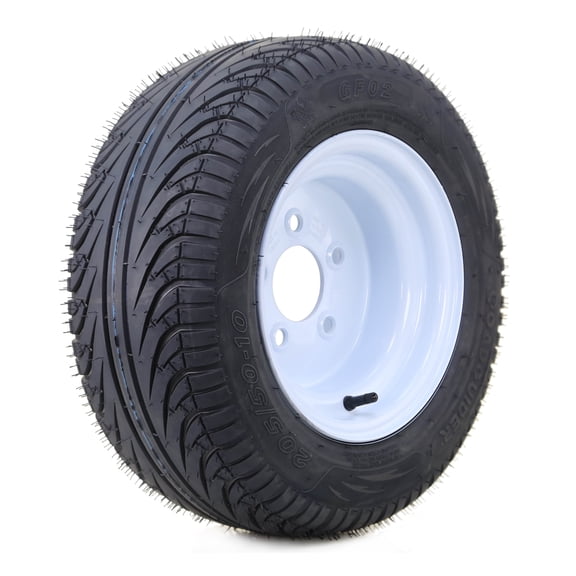 LIBRA Golf Cart Tire Wheel Assembly 205/50-10 on White Steel Wheel 5 Lugs on 4.5" PCD -14037