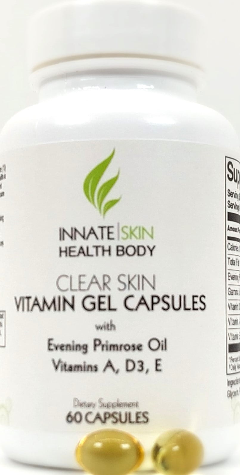 Clear Skin Acne Vitamin Gel Capsules with Evening Primrose Oil, Vitamin