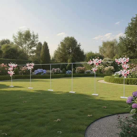 Heavy Duty Telescopic Backdrop Stand, 10FT X 50FT Adjustable Wedding Backdrop Frame Kit with 6 Bases, 44lbs Load-Bearing for Party, Photo Booth, Wedding, Birthday Decoration