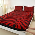 thumbnail image 3 of Feelyou Modern Red Stripes Queen Sheet Sets for Women, Chic Zebra Print Flat Sheet, Artwork Abstract Ombre Queen Fitted Sheet, Microfiber Bedroom Decor, 4pcs, 3 of 7