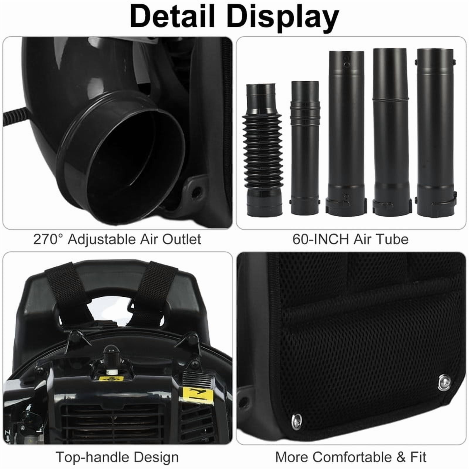 52CC Gas Backpack Leaf Blower, 2-Cycle ,550CFM, 200MPH , Variable Speed & Cruise Control, Ergonomic Harness, Reduced Emissions, for Fast Yard Cleanup