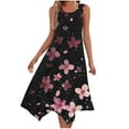 thumbnail image 2 of JTZGDY Women's Casual Summer Dress Retro Floral Printed Sleeveless Sundress Hankerchief Hem Midi Tank Dresses Loose Flowy Crewneck Beach Dress with Pockets Black#02 M, 2 of 7