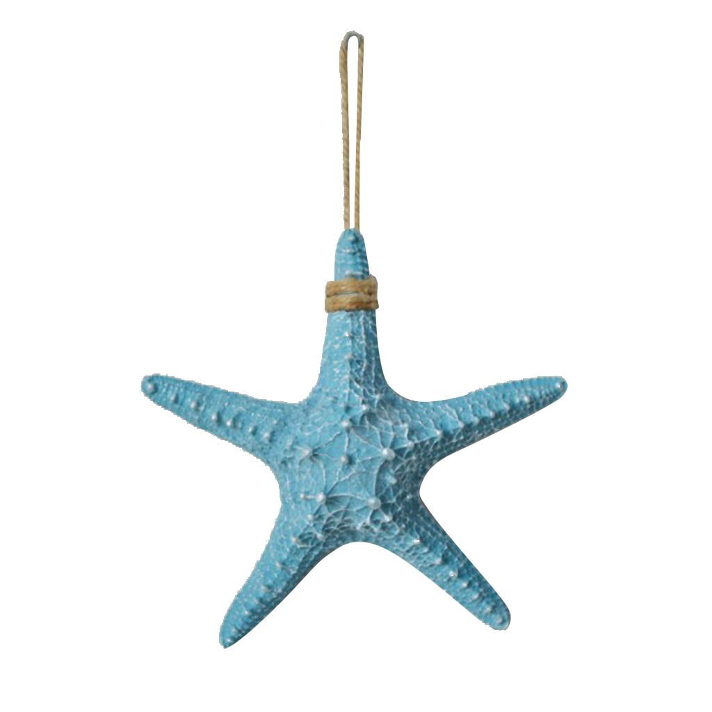 Resin Hanging Starfish Tropical Wedding Ornament Nautical Wall Decor Blue 