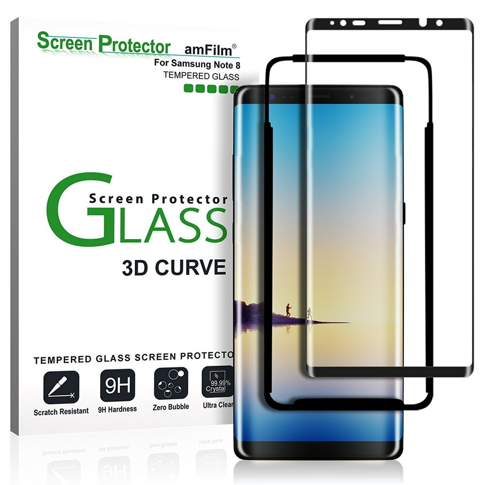 Galaxy Note 8 Screen Protector Glass amFilm Full Cover (3D Curved