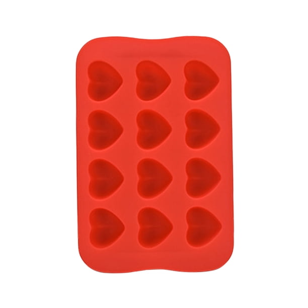 Molde para hacer cubitos de hielo con forma de corazón, 12 cavidades, para hacer hielo, chocolate, accesorios de cocina (rojo)