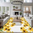 thumbnail image 4 of Yellow Sunflower Washable Living Room Rugs 5'x7', Watercolor Flowers Green Leaf Spring Country Low Pile Throw Large Area Rugs Non-Slip Sturdy Edge Binding Carpet for Dining Room Bedside Kitchen, 4 of 9