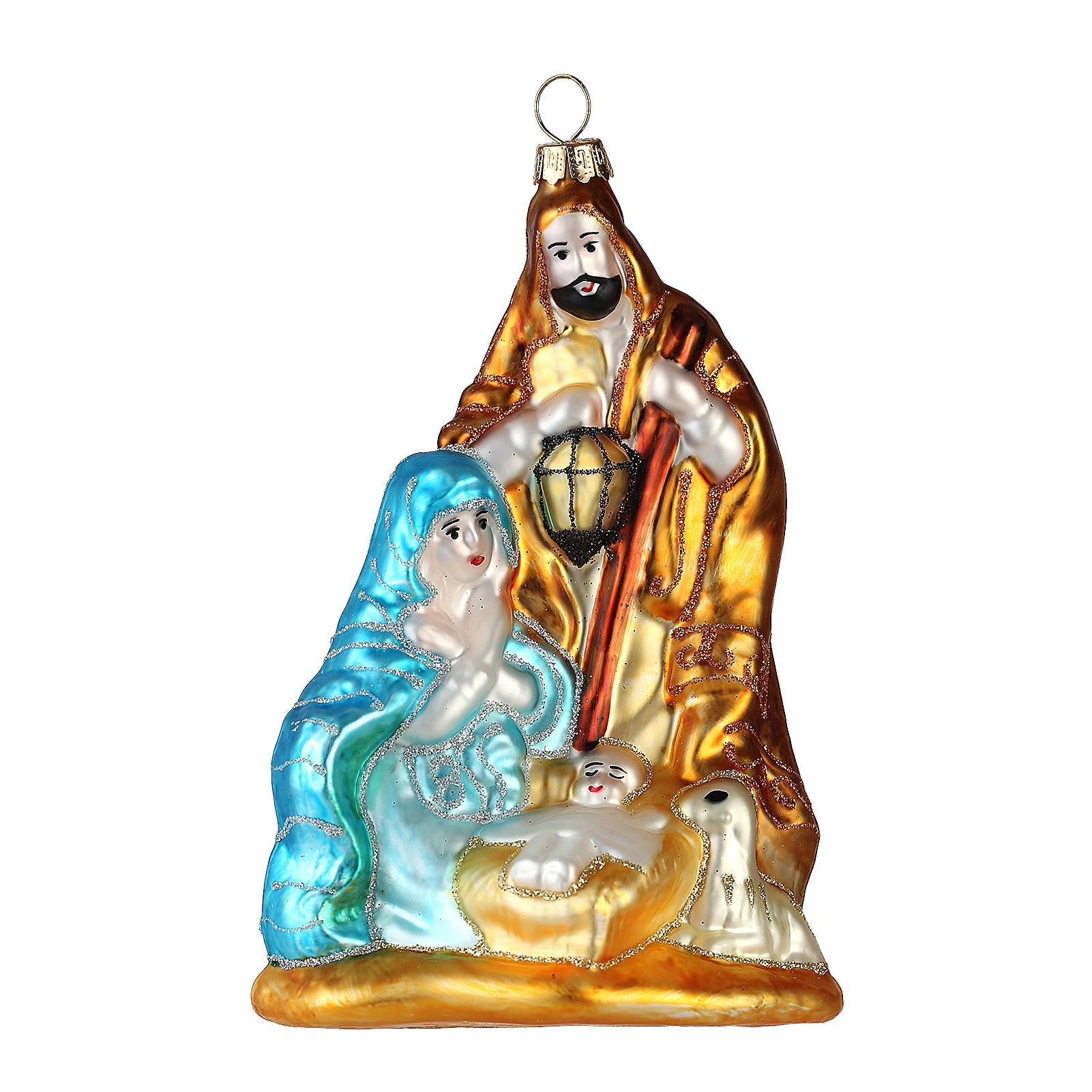 WBHome Christmas Glass Ornaments, Hand Crafted Holy Family Ornaments