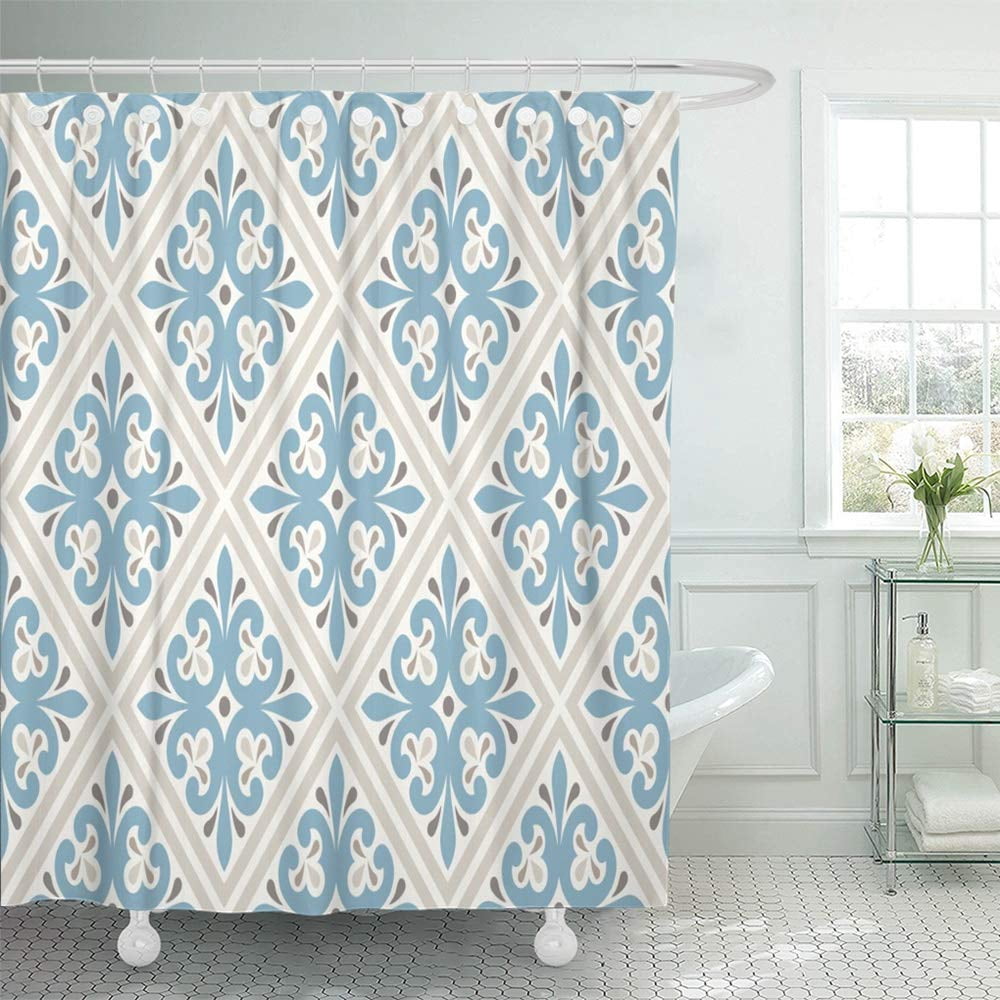 PKNMT Modern Geometric Inspired by Vintage Nice Retro Colors Grey Beige Calm Blue Bathroom ...