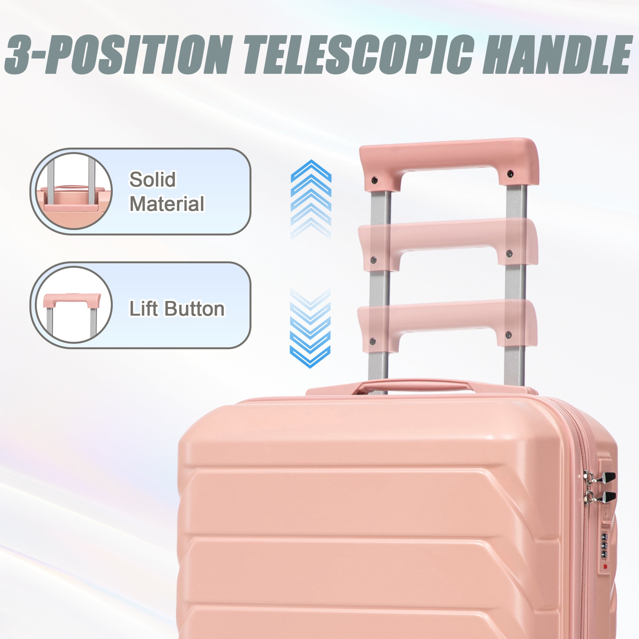 Noble House Lorven 2-Piece ABS Spinner Luggage Set, 20" Carry-On Suitcase and Cosmetic Case, Combination Lock, Pink