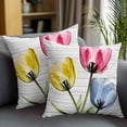 thumbnail image 2 of Throw Pillow Covers 16x16 Inch Set of 2 Flower Decorative Pillow Covers Floral Wood Cushion Cover Pillowcase for Sofa Couch Bed Home Decor, 2 of 9
