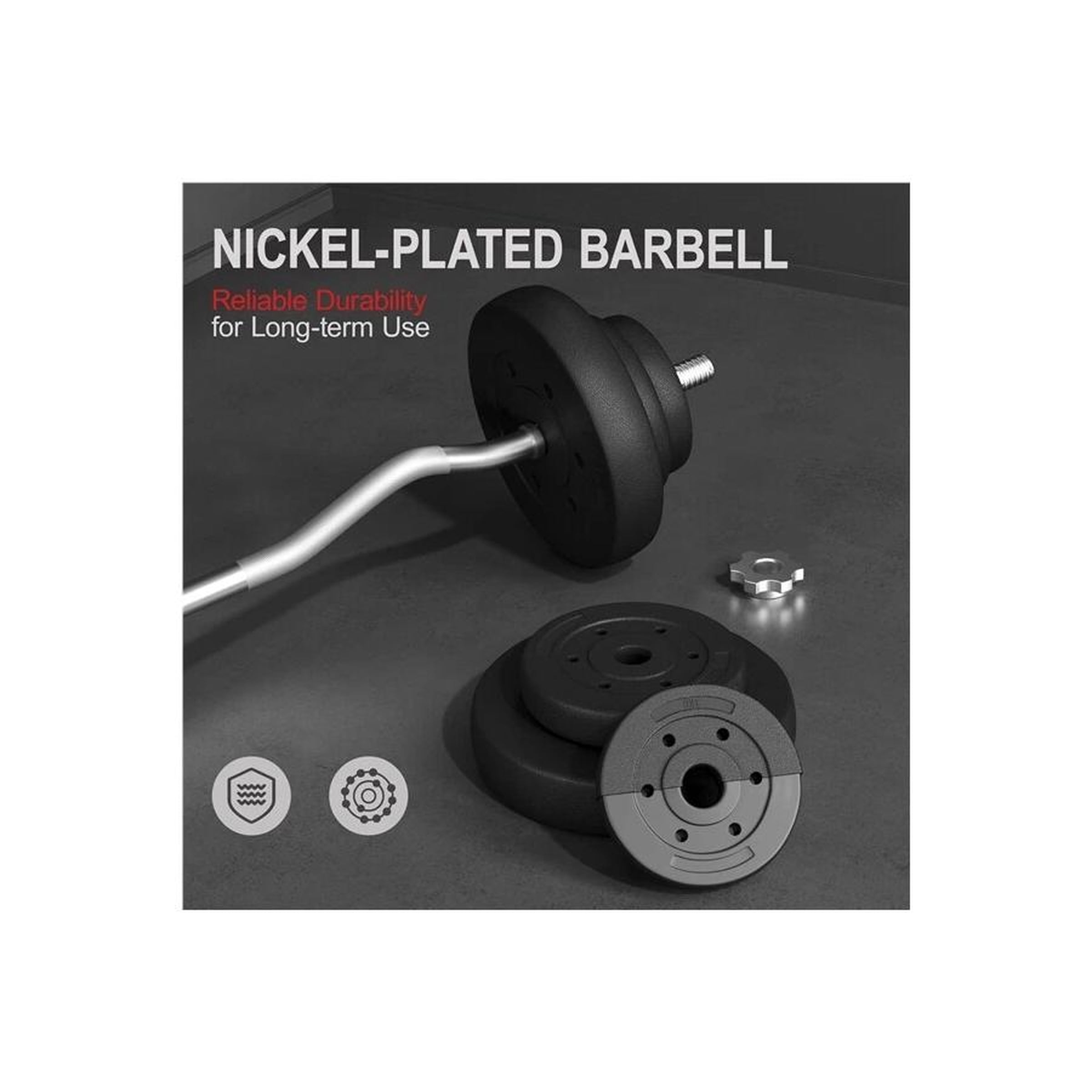 44lbs Weights Barbell Weight Set Olympic Curl Bar with Weights for Home Gym
