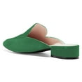 thumbnail image 3 of YDN Women Pointed Toe Slip on Mules Comfortable Low Chunky Heel Loafer Shoes Daily Dress Backless Pumps Size 8.5 Green Suede, 3 of 5