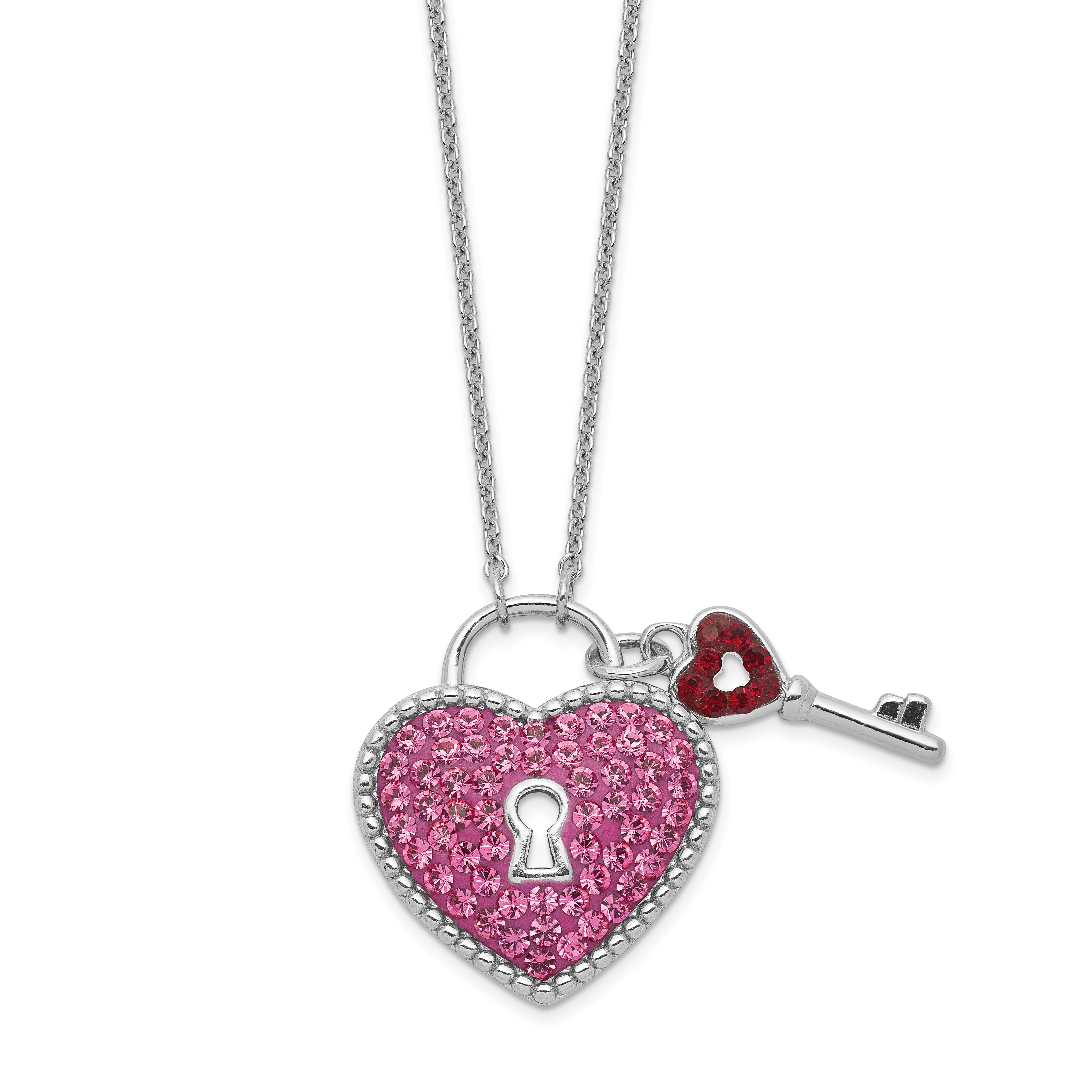Icecarats 925 Sterling Silver Crystal Pink Heart Key Chain Necklace Pendant Charm S Love Walmart Com Walmart Com